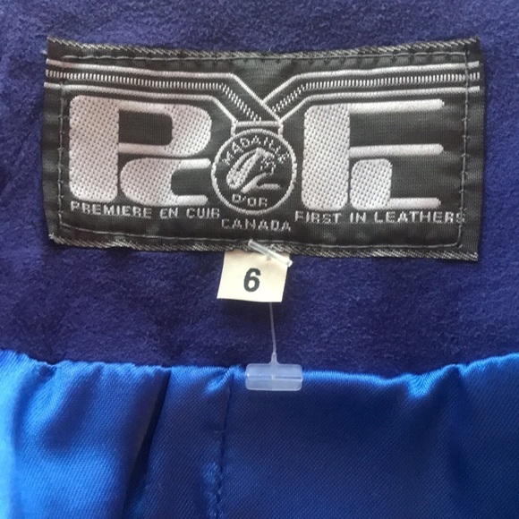 1980's VINTAGE PURPLE SUEDE & LEATHER  BLAZER WITH SHOULDER PADS SIZE 6 - Picture 6 of 10